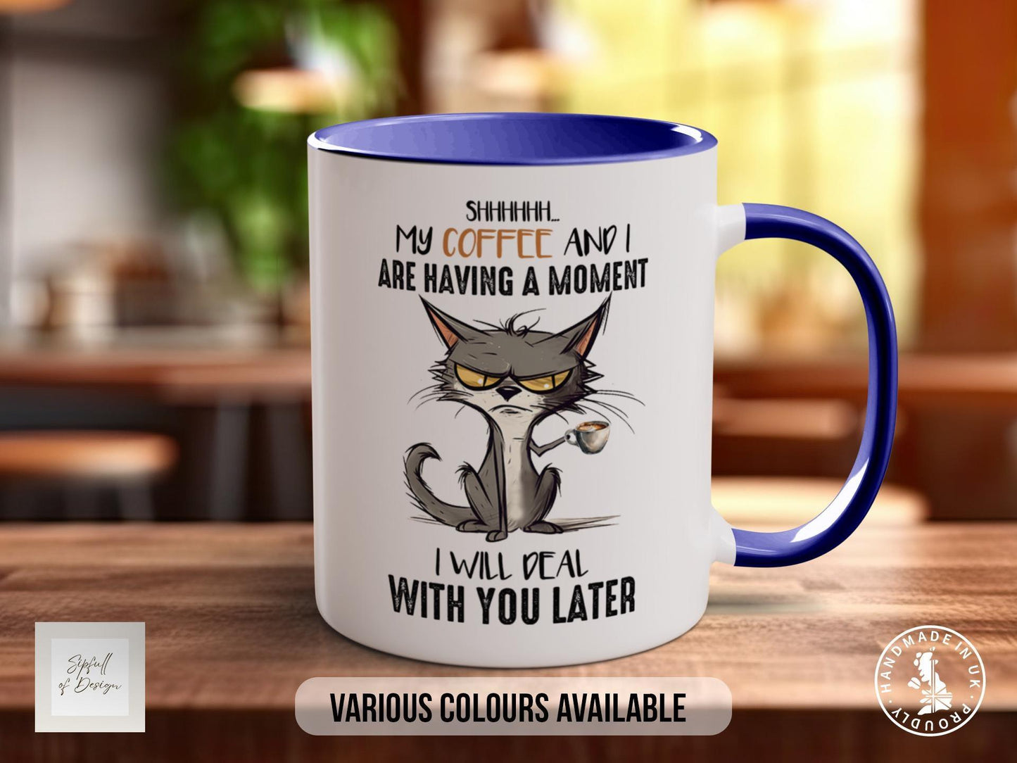 Funny Cat Coffee Mug – Ceramic Dishwasher Safe Cat Lover Gift | Colourful Bone China