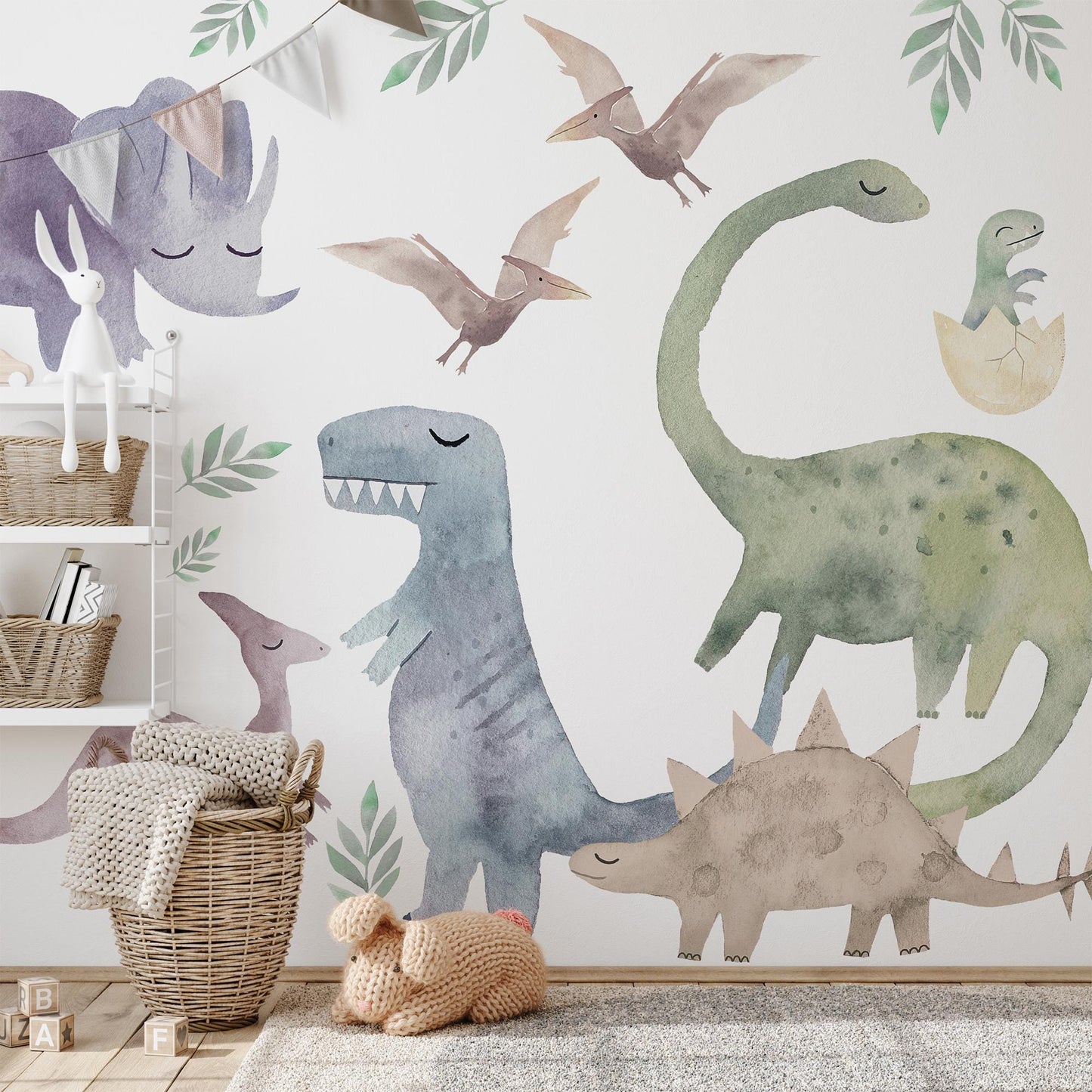 Colorful Dinosaur Wall Decals: Kids Room Decor, Peel & Stick