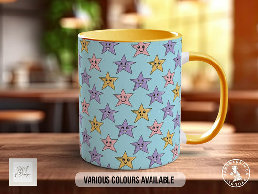 Funny Stars Pattern Full Wrap Coloured Art Mug - Design 3