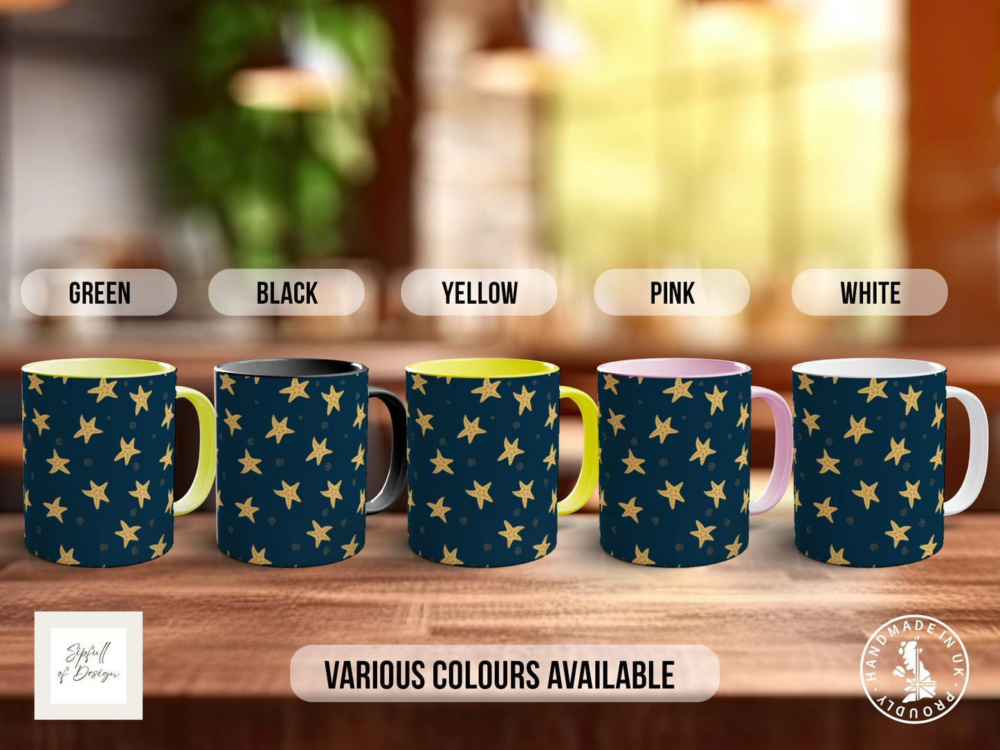 Starfish Star Pattern Full Wrap Coloured Art Mug - Design 17