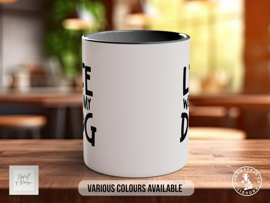 Life with My Dog Mug, Dog Lover Gift, Cute Paw Print Coffee Cup, Dog Mum or Dad Mug, Colourful Pet Owner Gift Idea