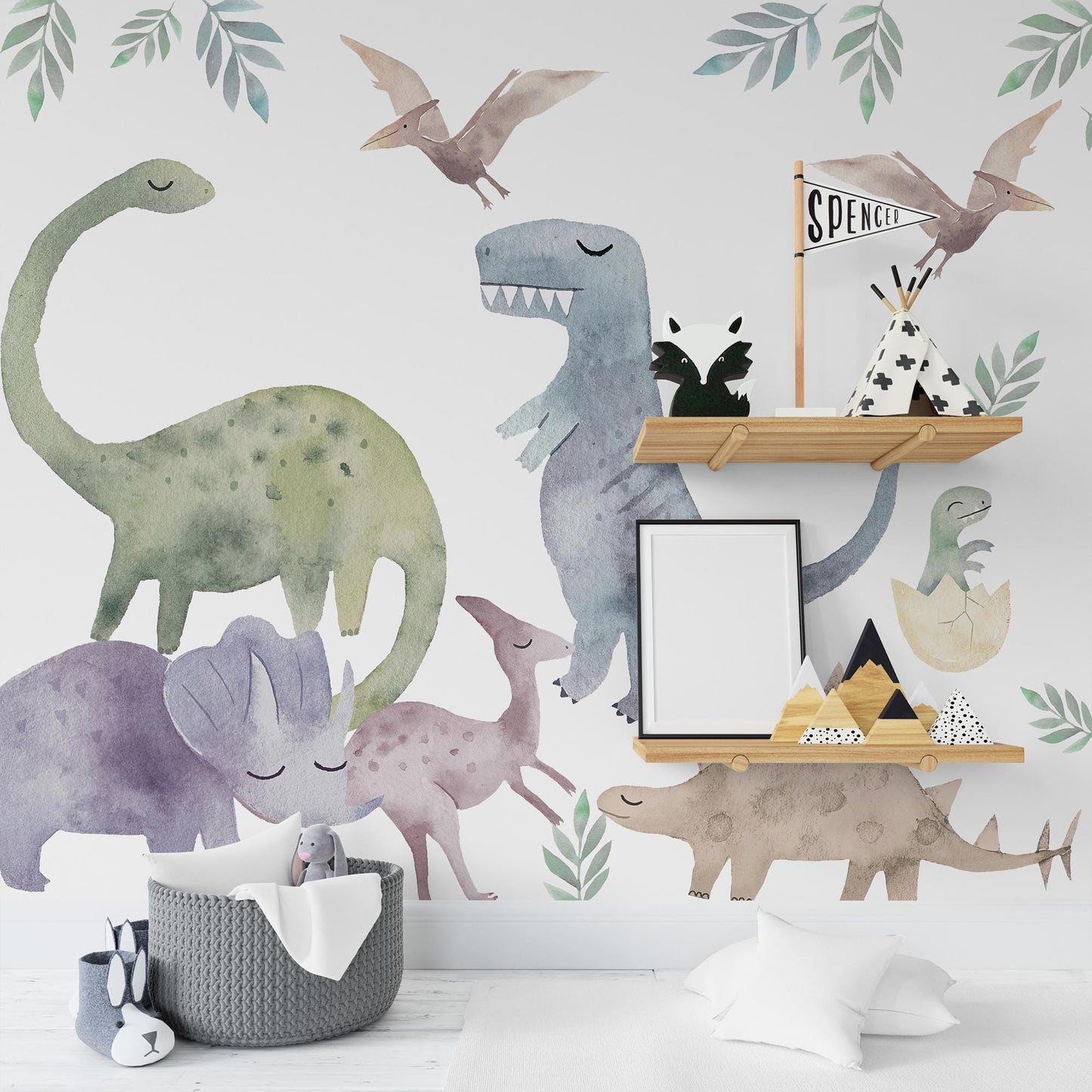 Colorful Dinosaur Wall Decals: Kids Room Decor, Peel & Stick