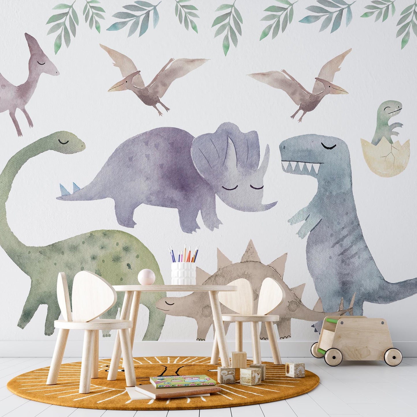 Colorful Dinosaur Wall Decals: Kids Room Decor, Peel & Stick