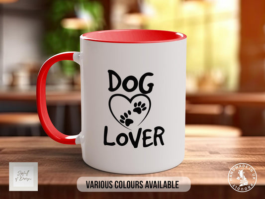 Dog Lover Mug, Heart Paw Cup, Cute Dog Gift, Animal Print Mug, Dog Mum Present, Pet Owner Gift