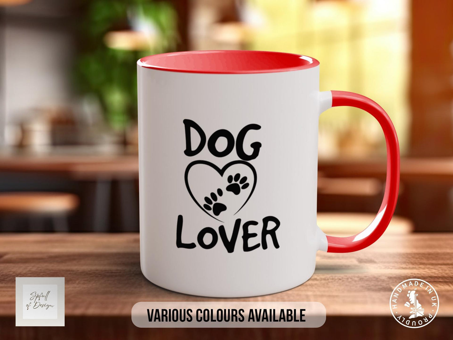 Dog Lover Mug, Heart Paw Cup, Cute Dog Gift, Animal Print Mug, Dog Mum Present, Pet Owner Gift