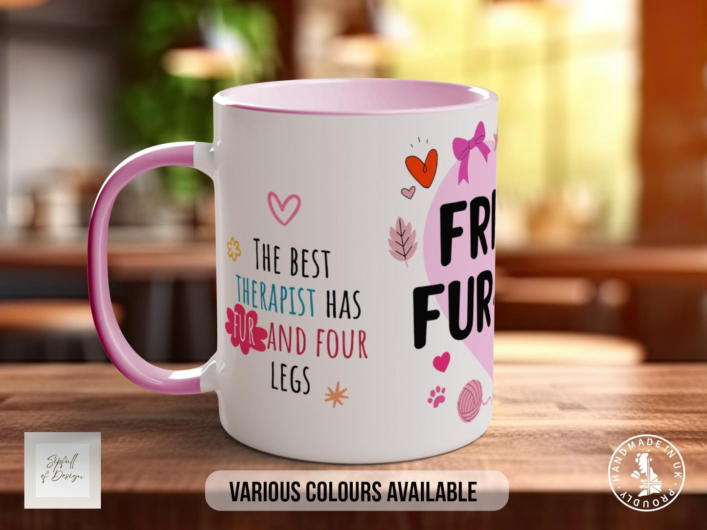 Friends Fur-Ever Dog Lover Mug – Cute Pet Gift for Animal Owners, Cat & Dog Mug, Paw Print Coffee Cup – Various Colours and Sizes
