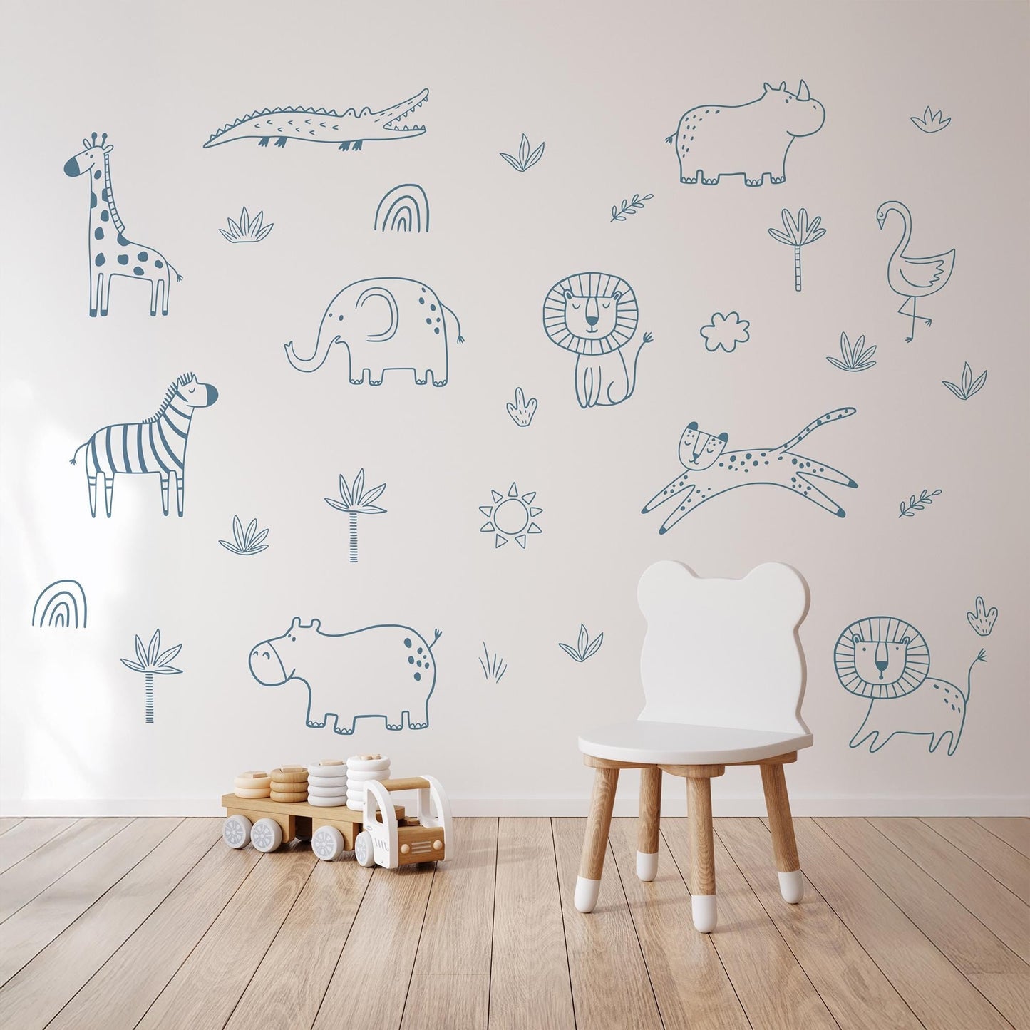Jungle Animal Decals: Safari Nursery Decor, Removable Wall Art