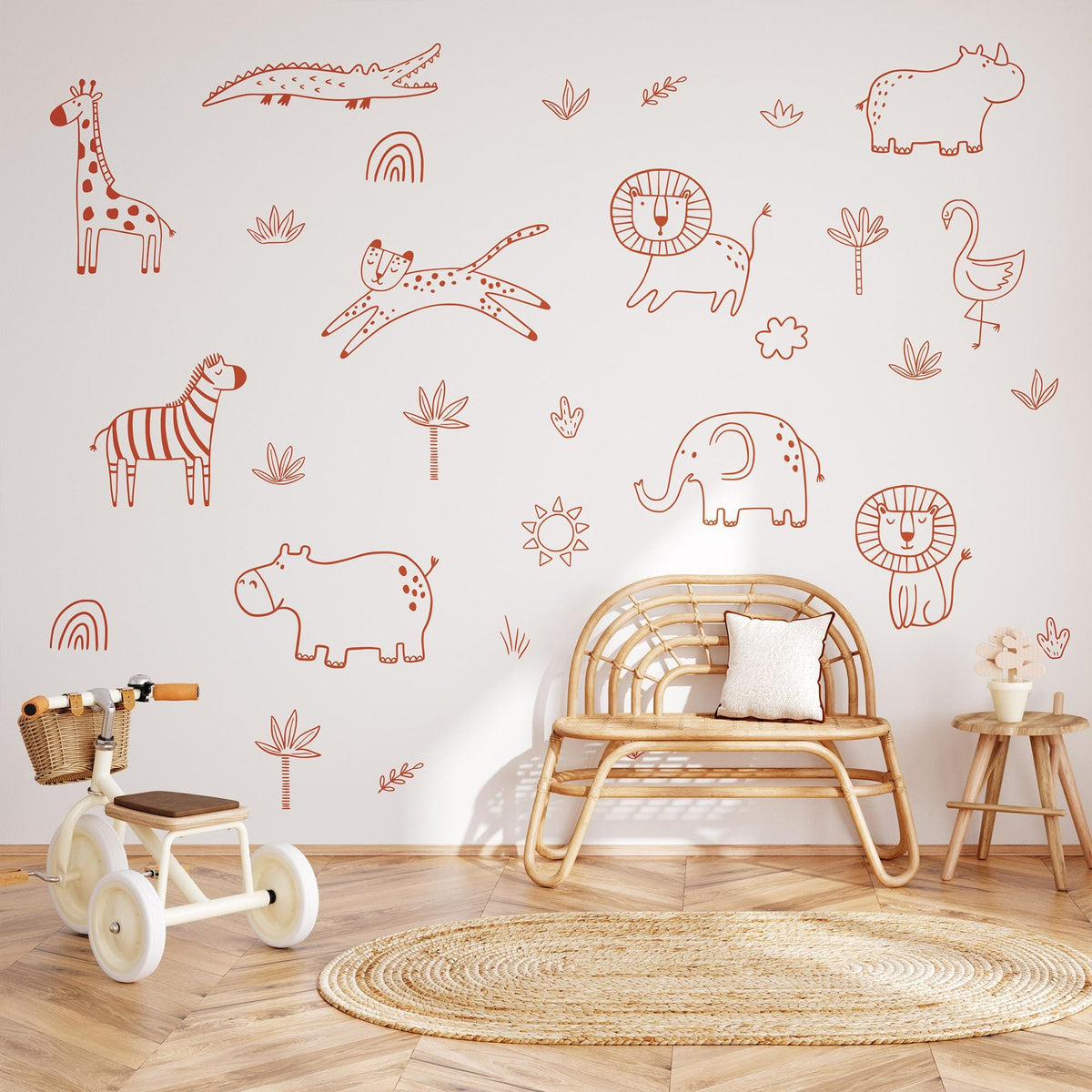 Jungle Animal Decals: Safari Nursery Decor, Removable Wall Art