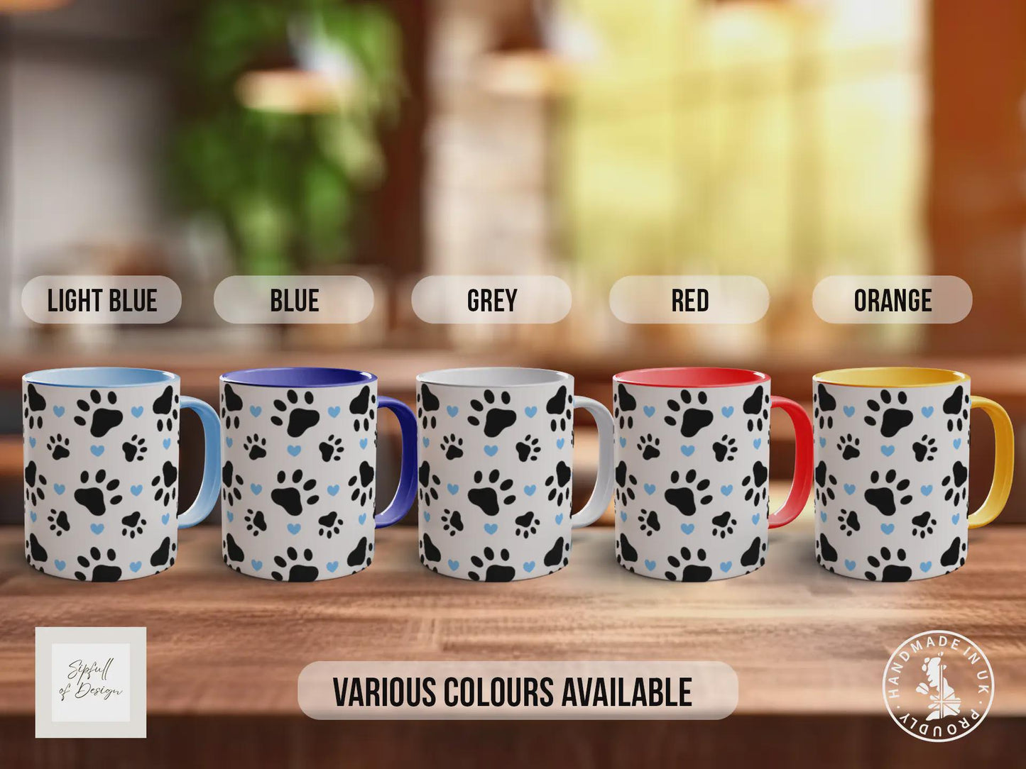Dog Paw Print Mug | Dog Lover Gift | Paw & Heart Design | Handmade UK