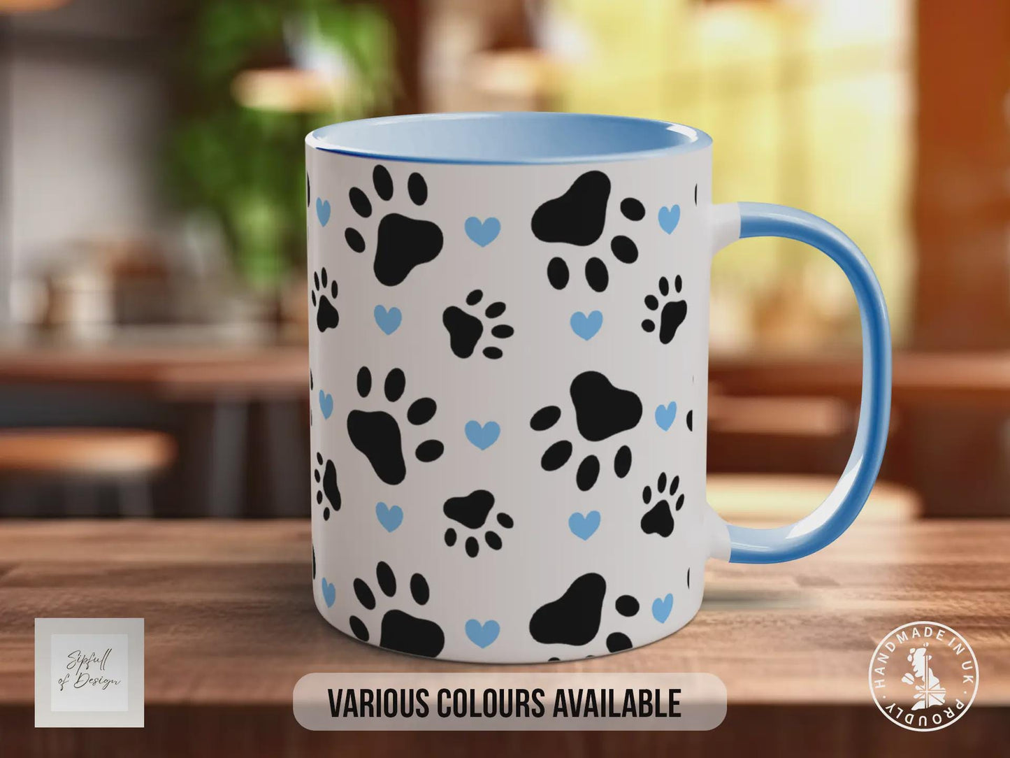 Dog Paw Print Mug | Dog Lover Gift | Paw & Heart Design | Handmade UK