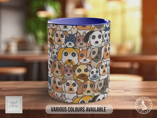 Dog Lover Mug | Dog Crowd Design | Colourful Puppy Pattern Mug | Handmade UK