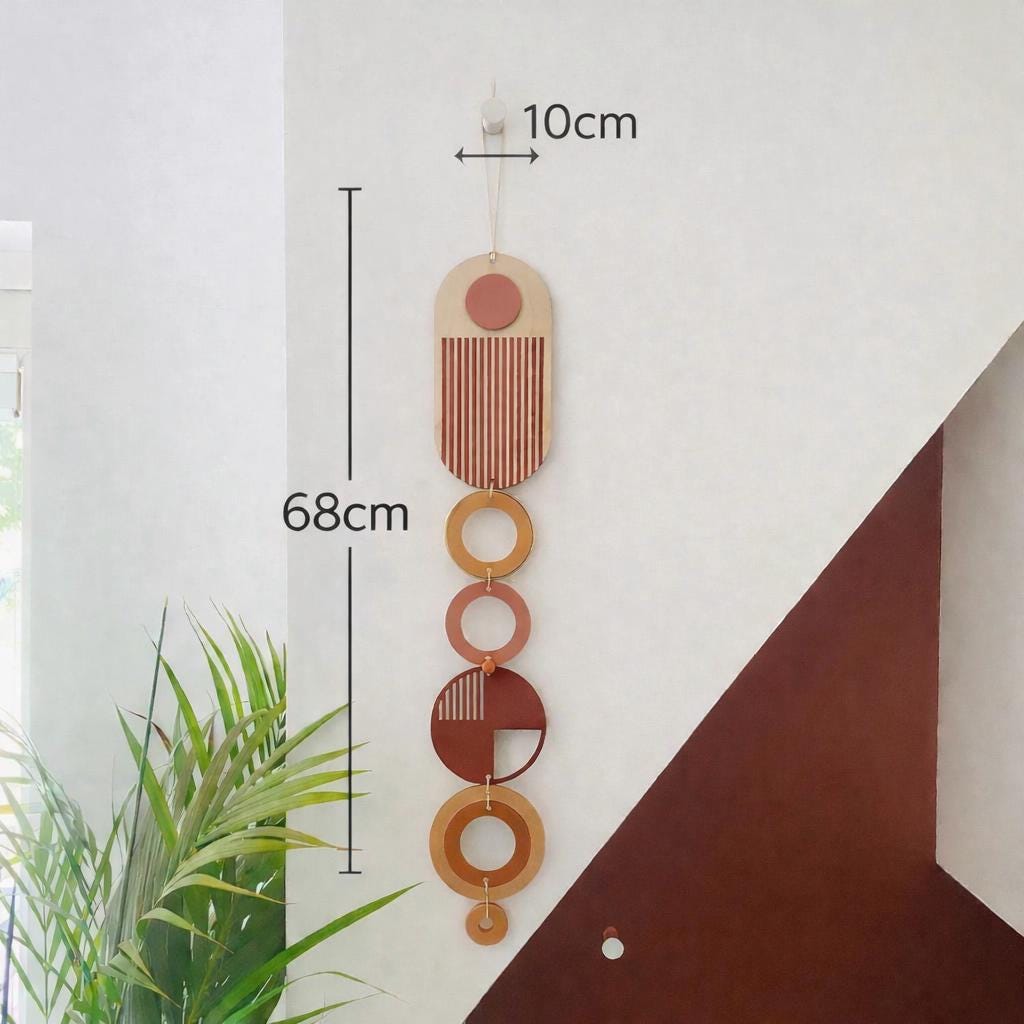 Modern Wall Art - Geometric Artwork - Minimal Home Decor - Slim Art - Long Wall Tapestry - Wood Art