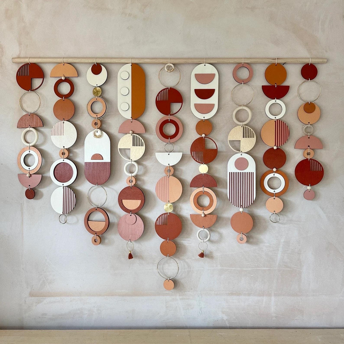 Large Mid Century Modern Wall Art – Handmade Burnt Orange and Olive Wall Hanging - Other Colours Available