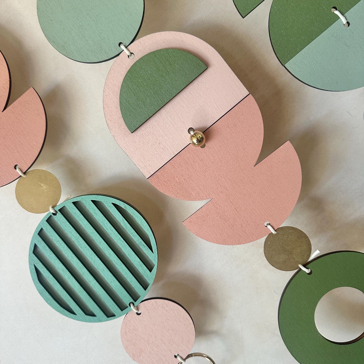 Large MCM Green & Pink Wall Art - Mid-Century Home Decor