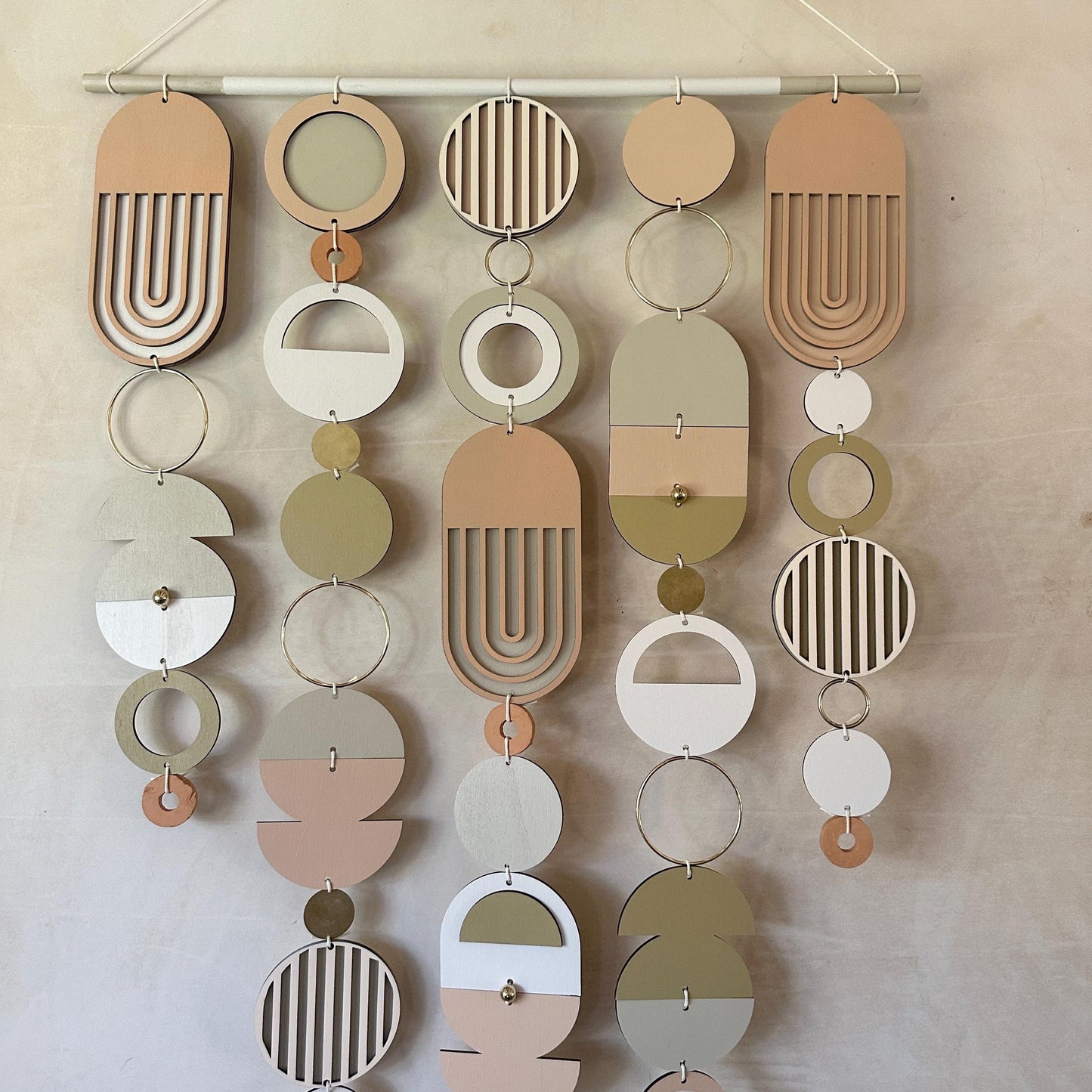Large MCM Cream & Pink Wall Art - Minimalist Home Decor