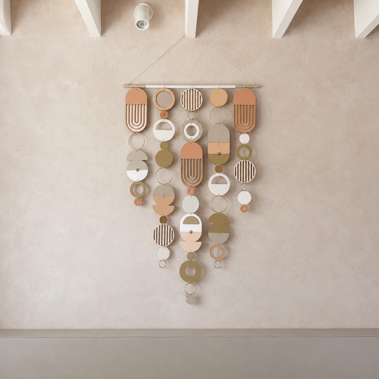 Large MCM Cream & Pink Wall Art - Minimalist Home Decor