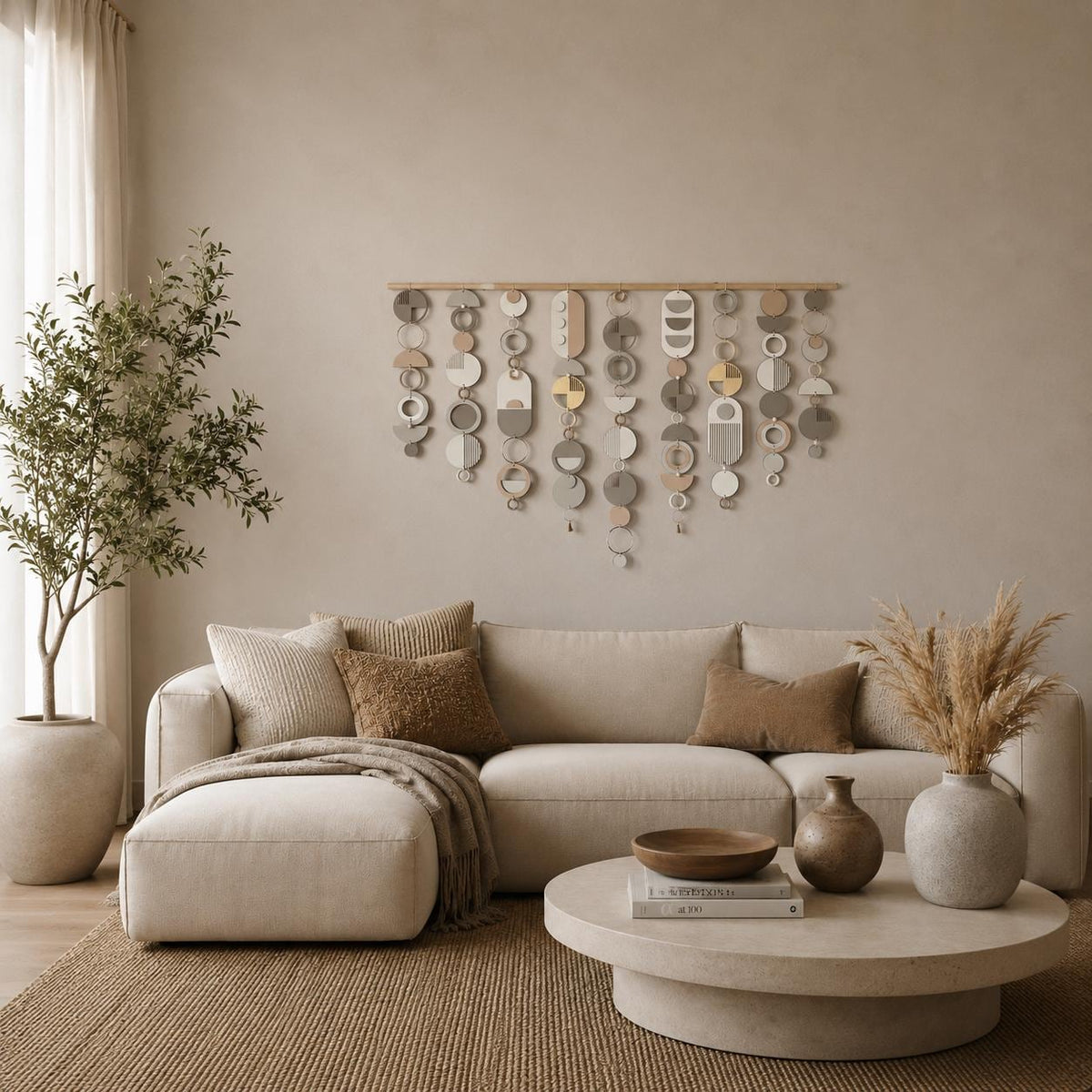 Large Mid Century Modern Wall Art – Handmade Burnt Orange and Olive Wall Hanging - Other Colours Available