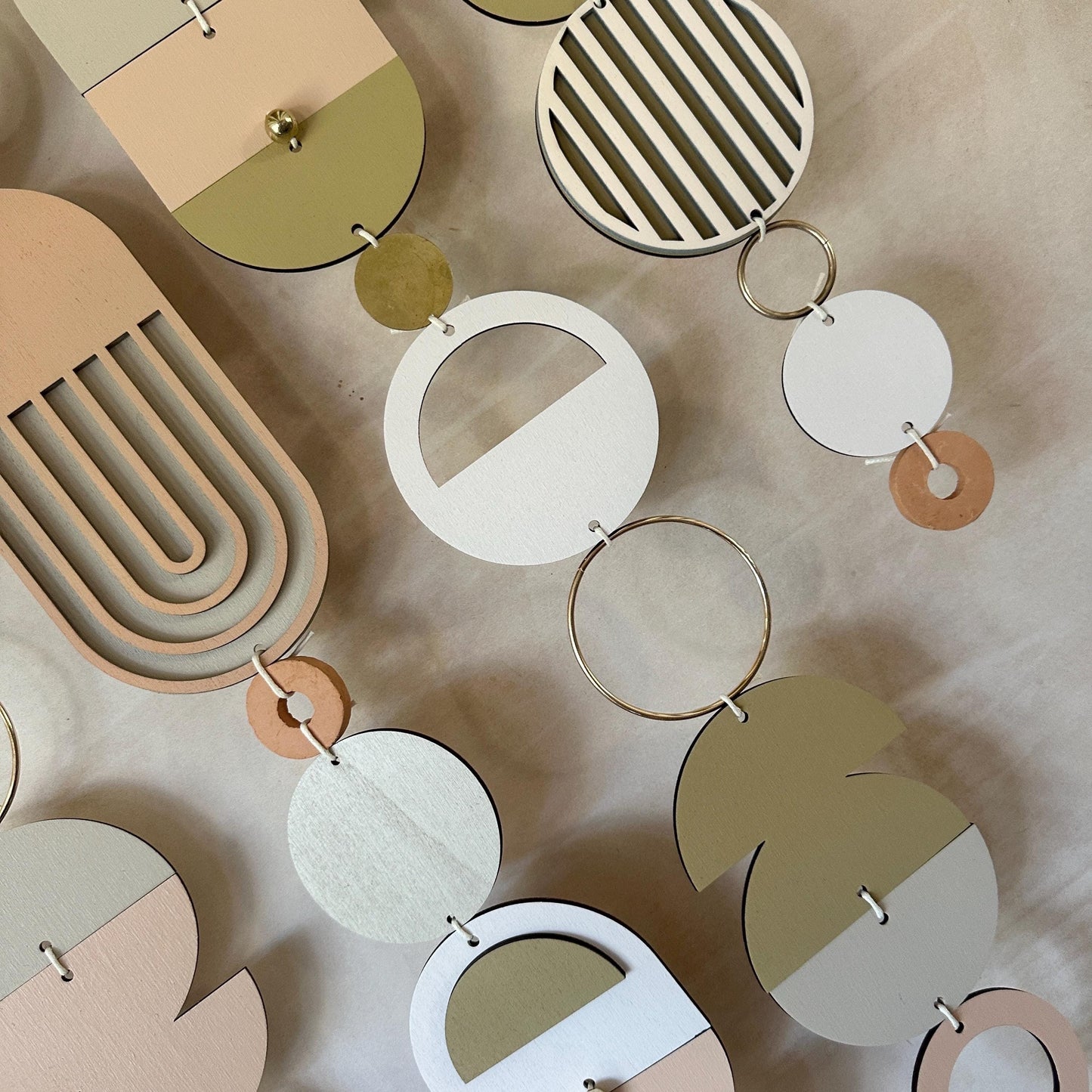 Large MCM Cream & Pink Wall Art - Minimalist Home Decor