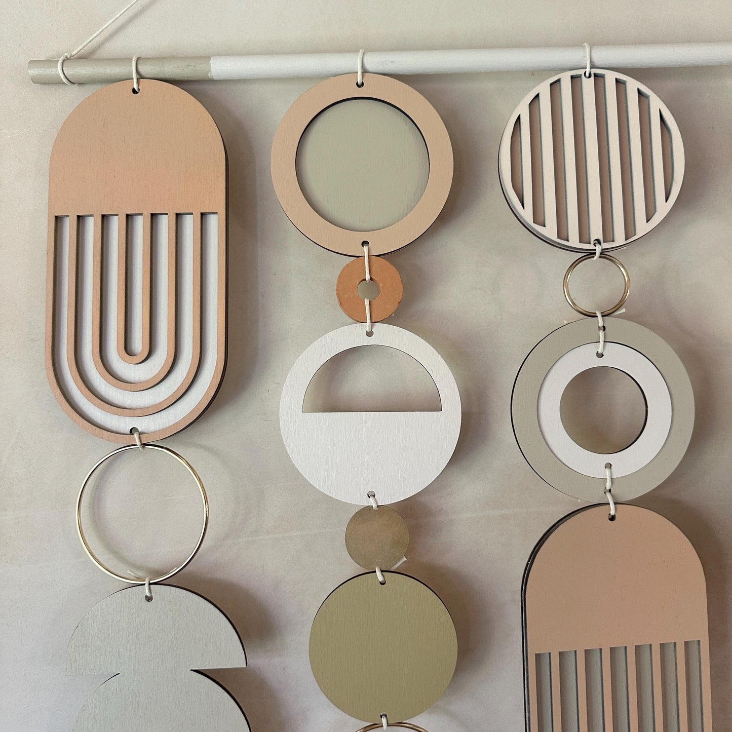 Large MCM Cream & Pink Wall Art - Minimalist Home Decor