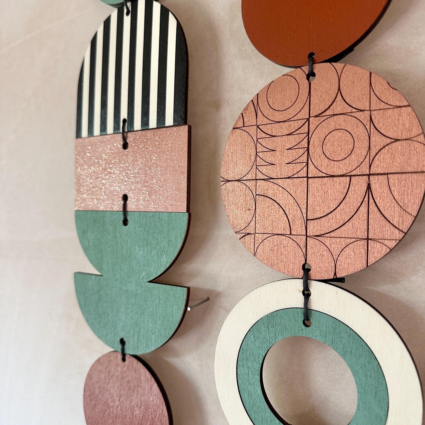 Large Asymmetrical Wall Art - Copper Geometric Wall Hanging - MCM Decor