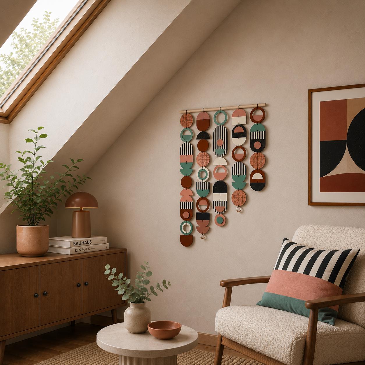 Large Asymmetrical Wall Art - Copper Geometric Wall Hanging - MCM Decor