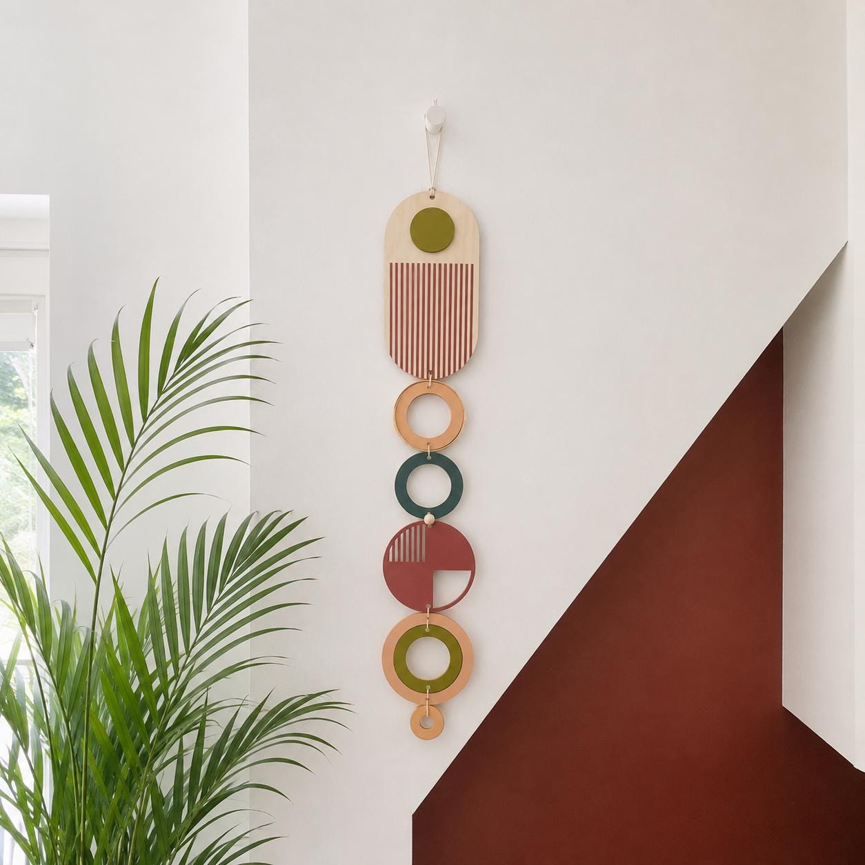 Modern Wall Art - Geometric Artwork - Minimal Home Decor - Slim Art - Long Wall Tapestry - Wood Art