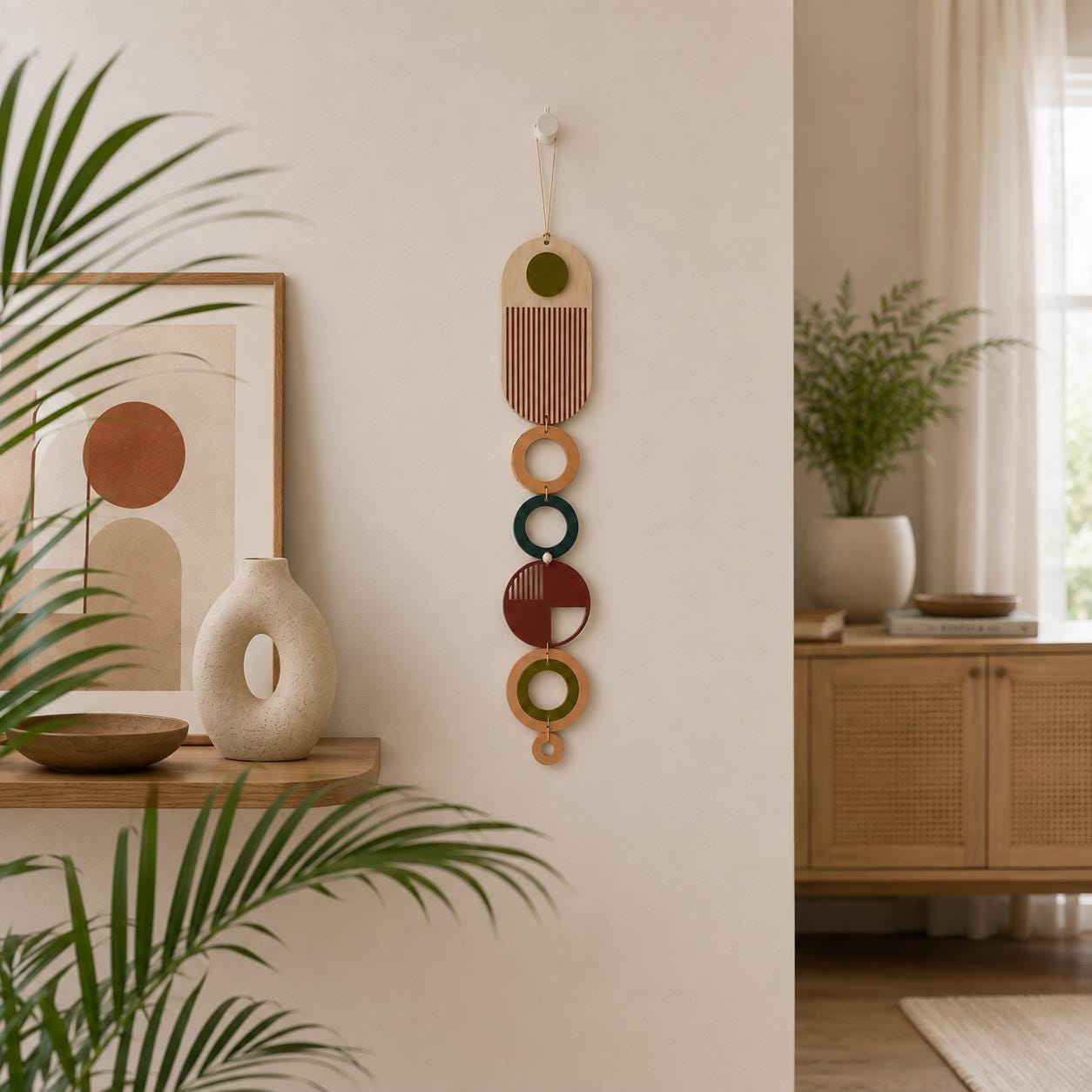 Modern Wall Art - Geometric Artwork - Minimal Home Decor - Slim Art - Long Wall Tapestry - Wood Art