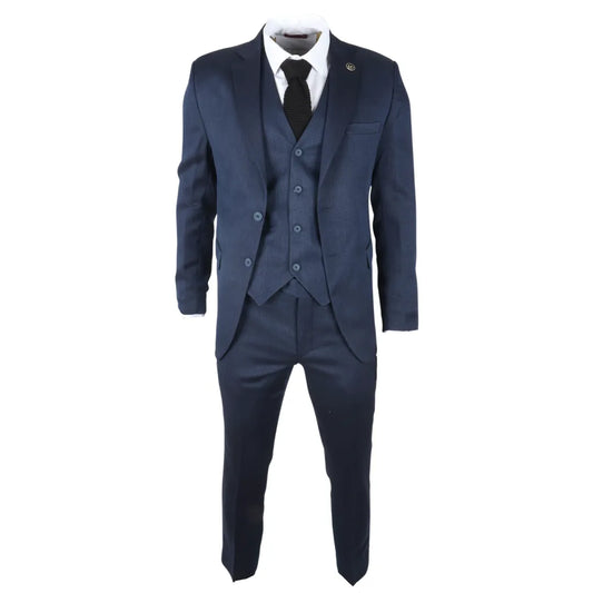IM07 - Men's 3 Piece Navy Blue Classic Suit
