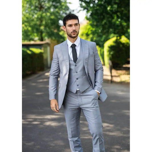 IM30 - Men's Grey 3 Piece Stitch Lapel Formal Suit