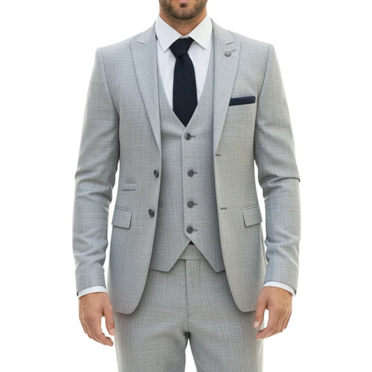 IM33 - Men's 3 Piece Grey Tailored Fit Suit