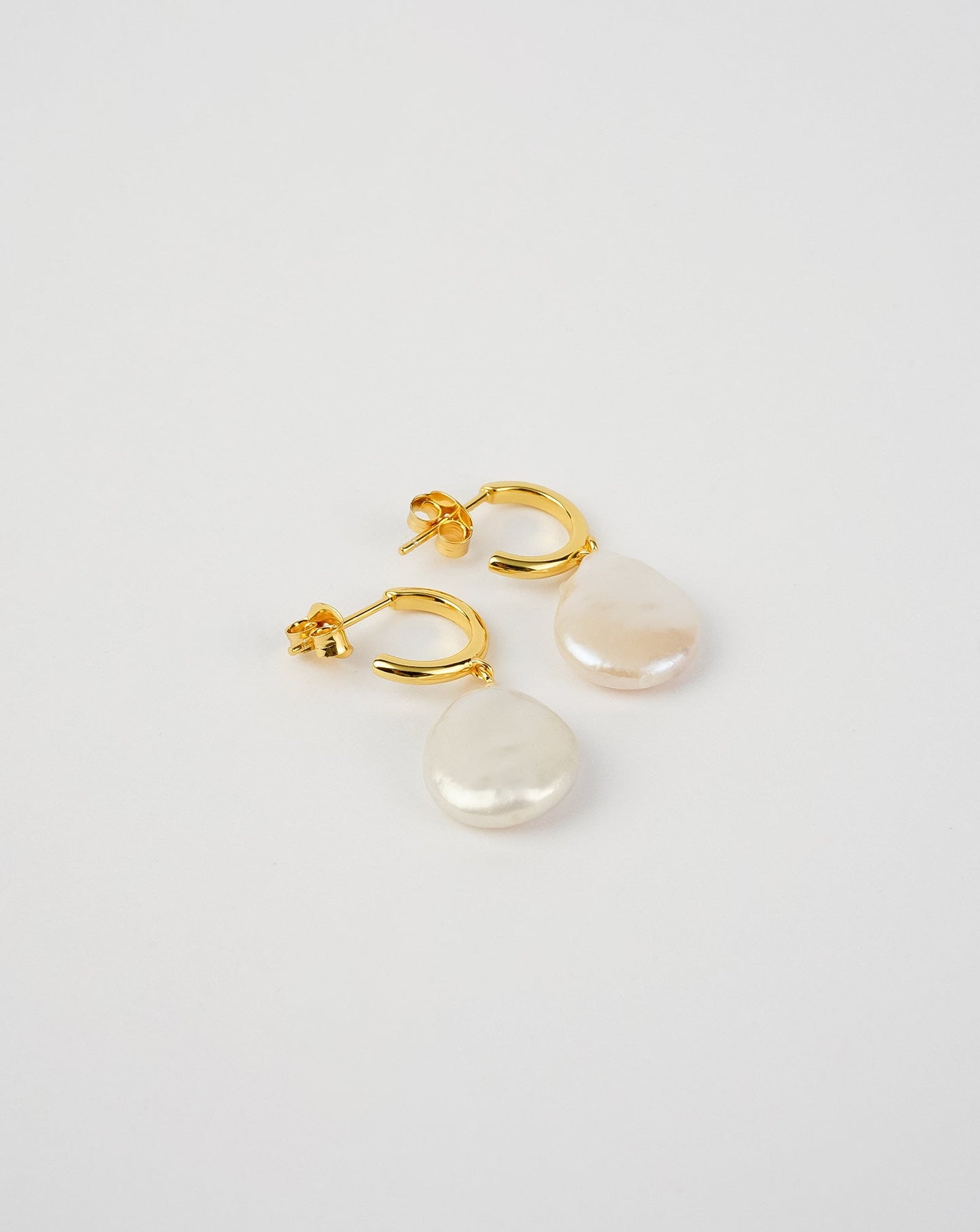 Open Back Flat Pearl Earrings