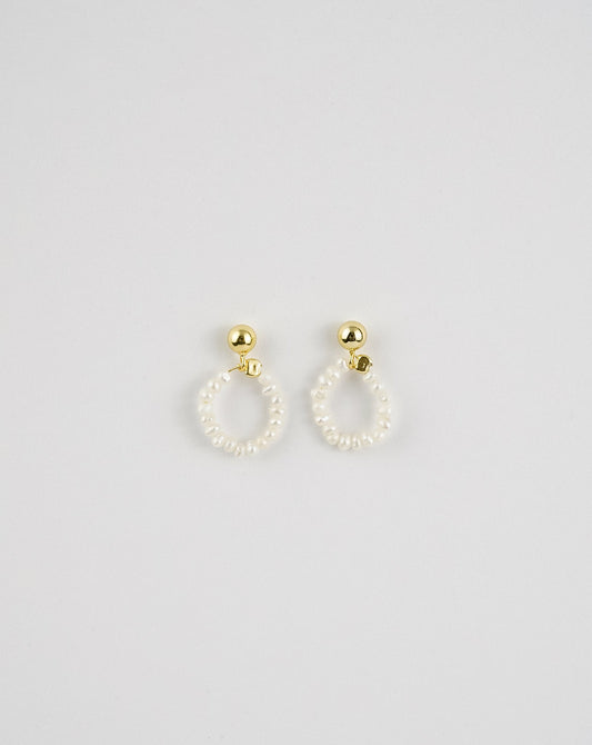 Stacked Circle Pearl Earrings
