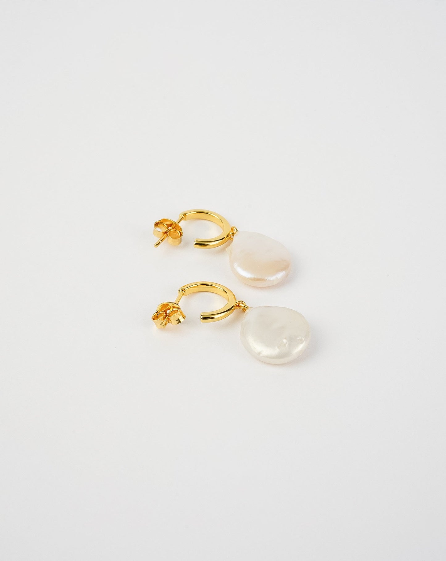 Open Back Flat Pearl Earrings