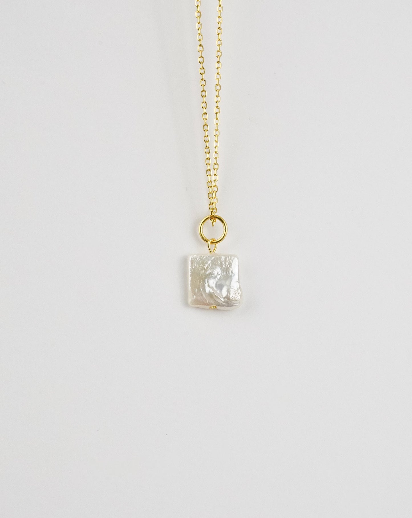 Square Pendant Pearl Necklace