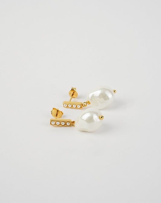Baroque Bar Pearl Earrings