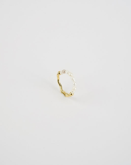 Hammered Pearl Ring