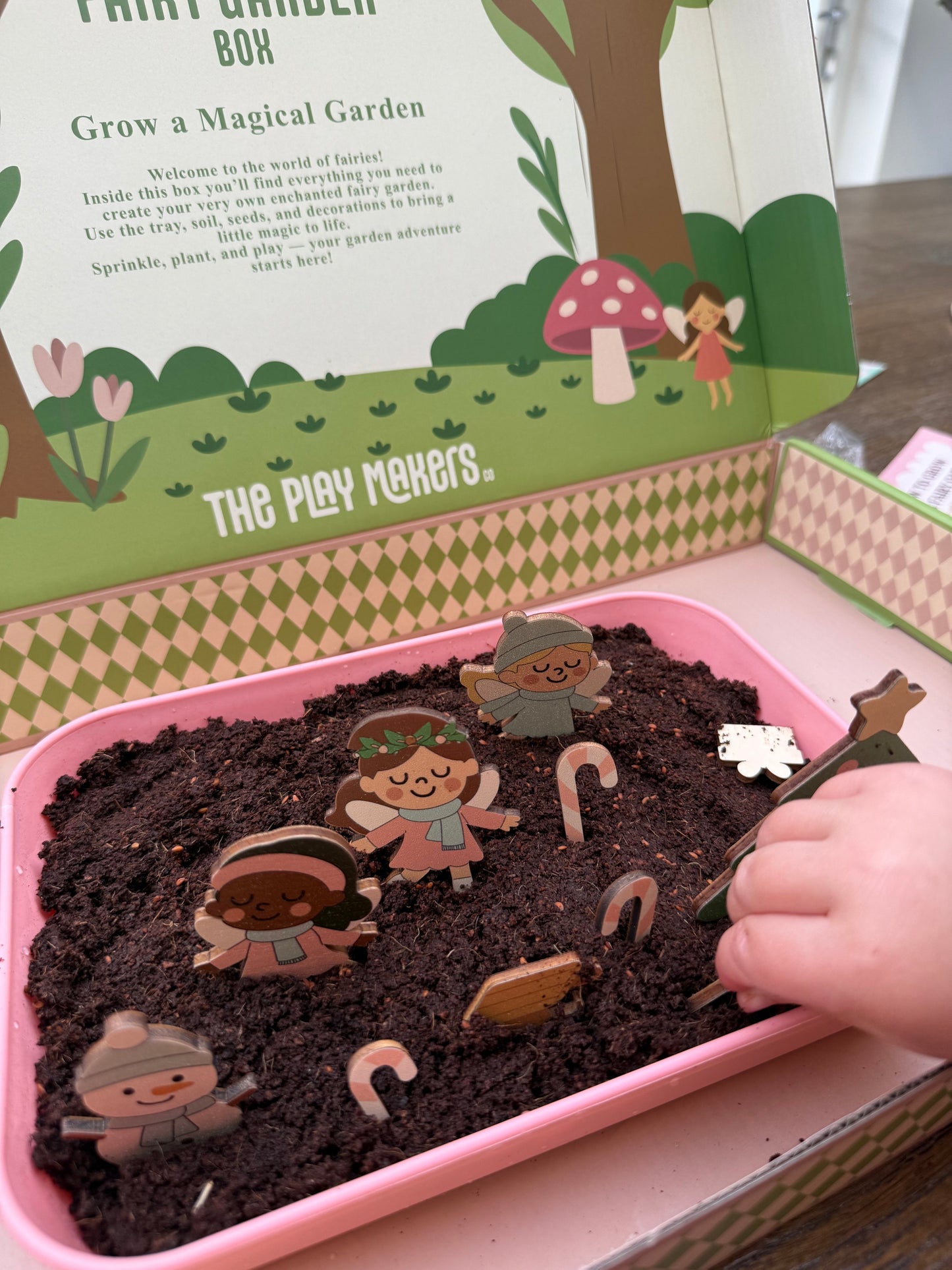Fairy Garden Starter Kit (Apron,Tray, Shovel, Fairies, Soil & Seeds)