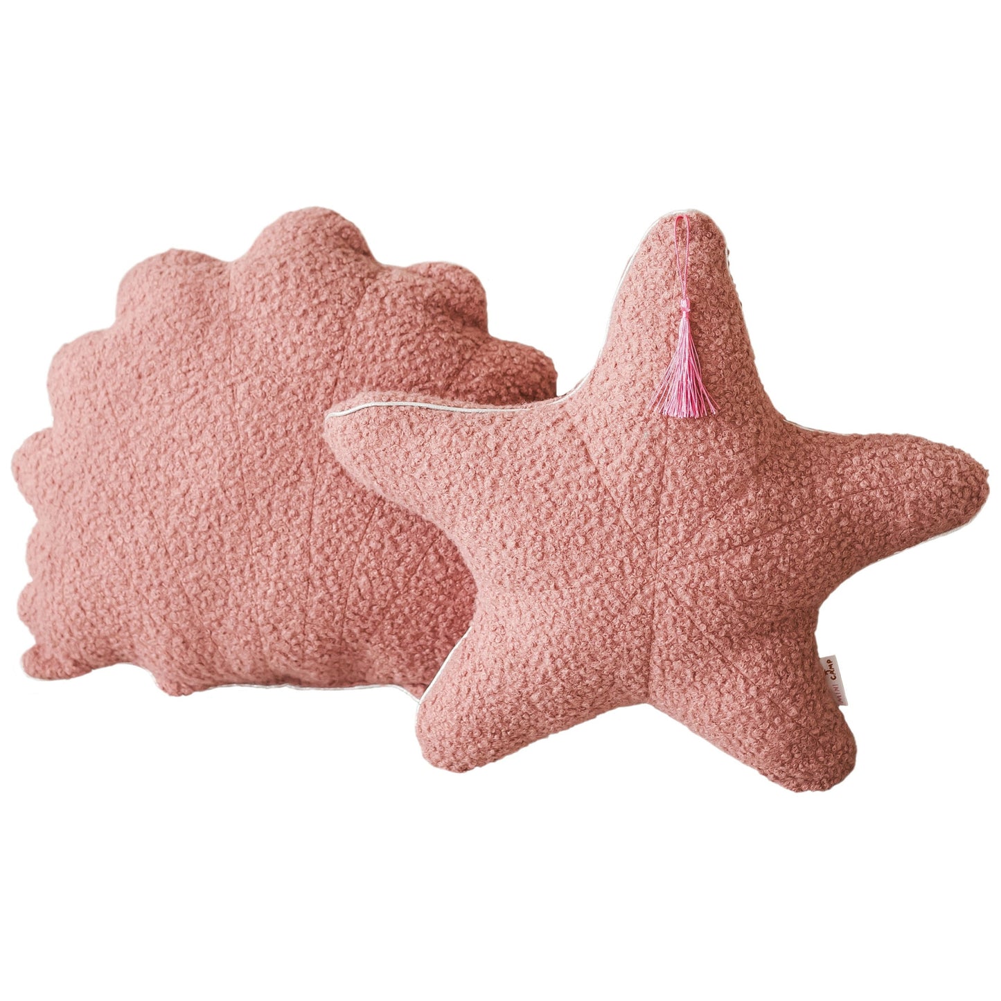 MINICAMP Boucle Seashell & Starfish Throw Pillows in Rose | PACK of 2