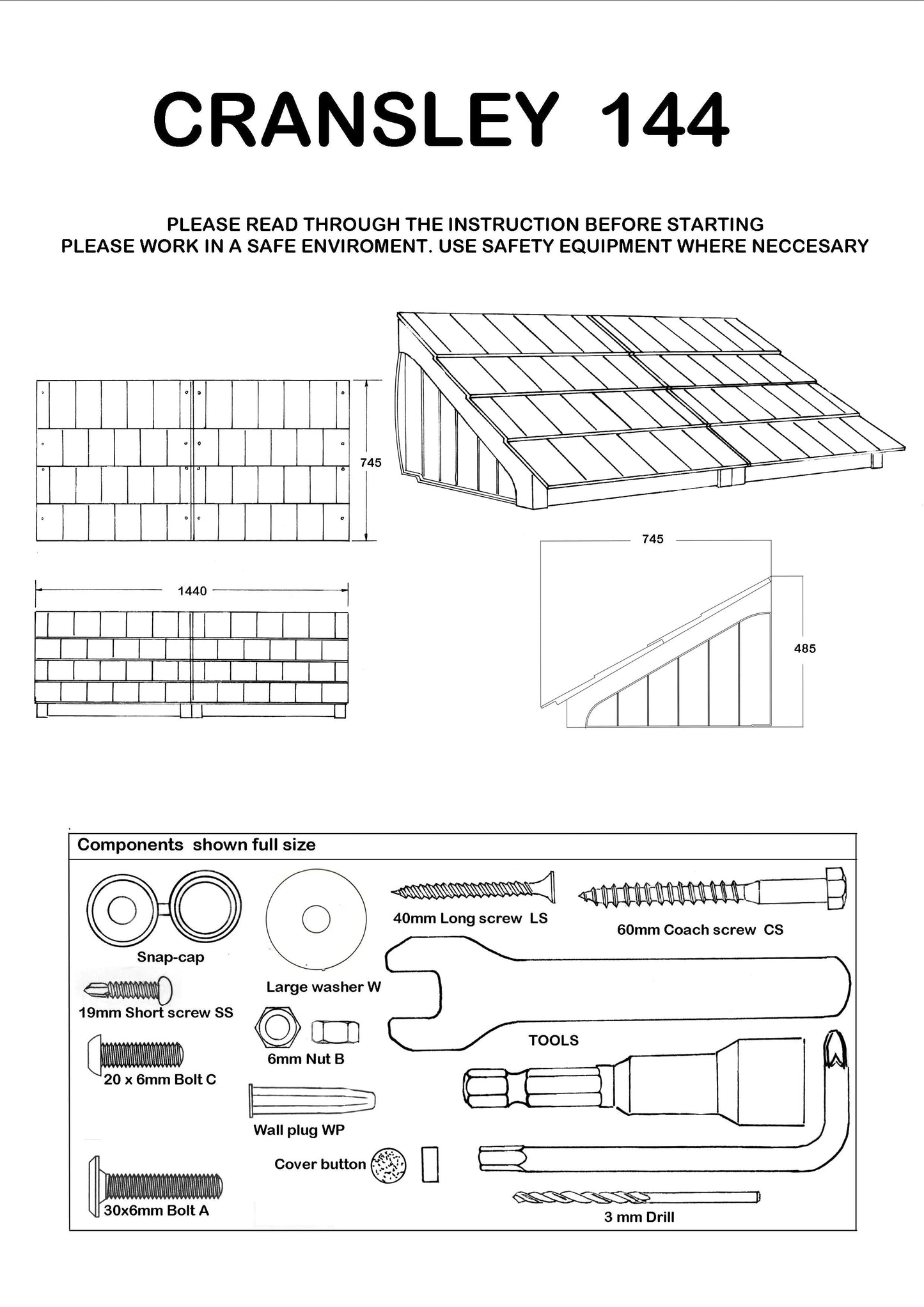 Cransley Lean-To Door Canopy - Flat Pack Porch Canopy