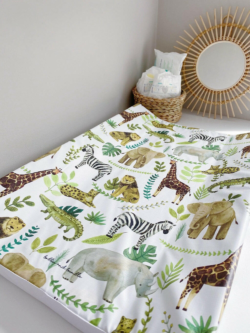 Anti-Roll Wedge Changing Mat - Safari Animals Print