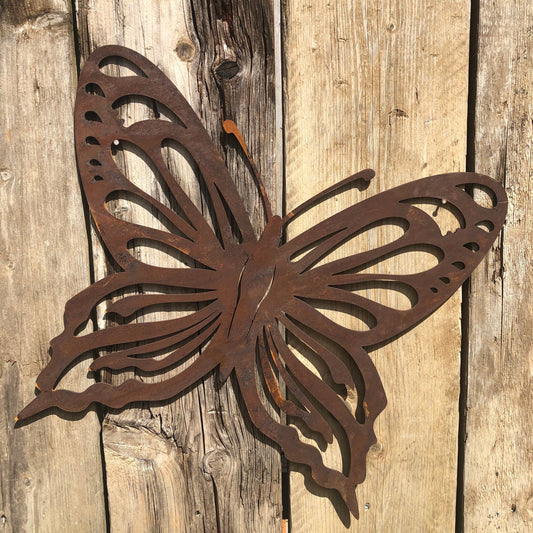 Large Rusty Metal Butterfly Decoration