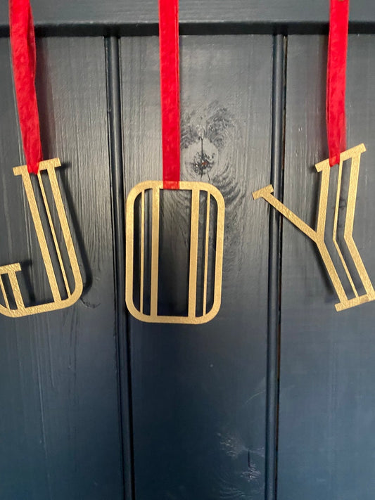 Christmas Tree Decorations / Joy Letters / Personalised Gifts / Christmas Present / Art Deco Letters