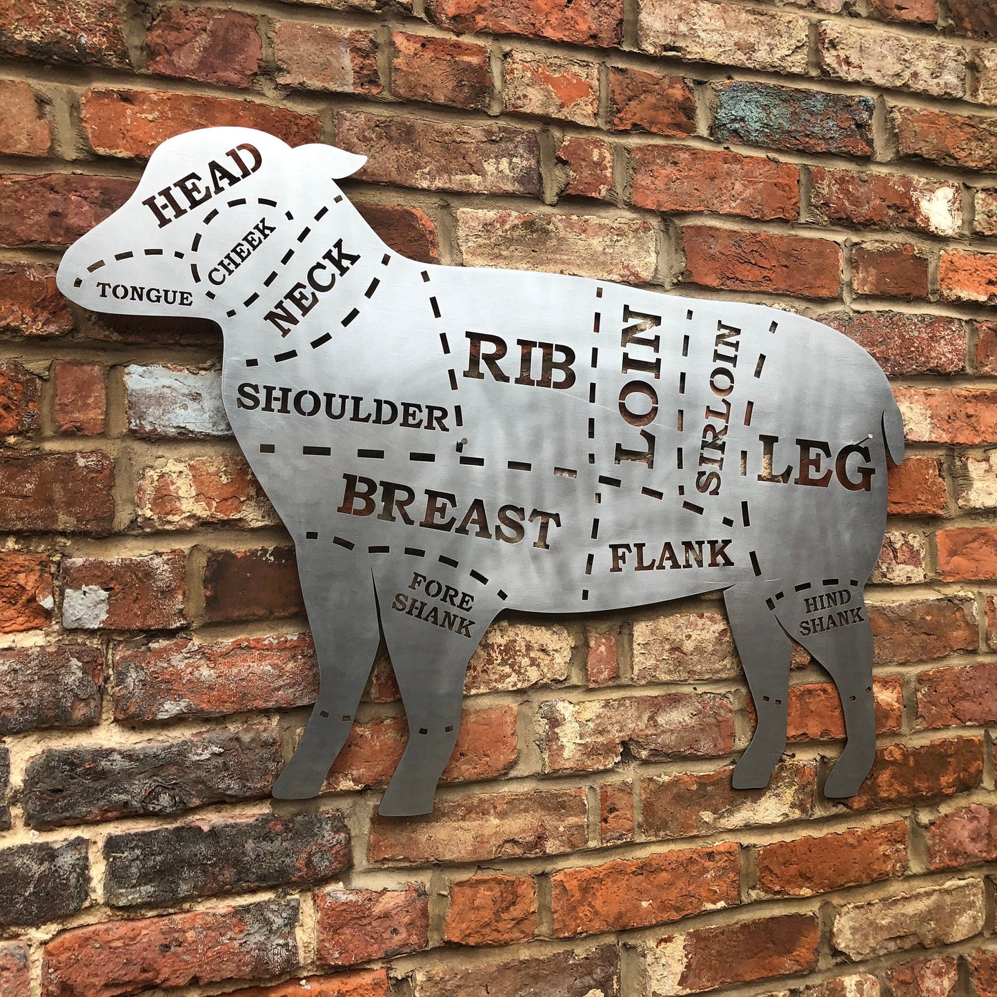 Large Galvanized Steel Butchers Lamb Decoration