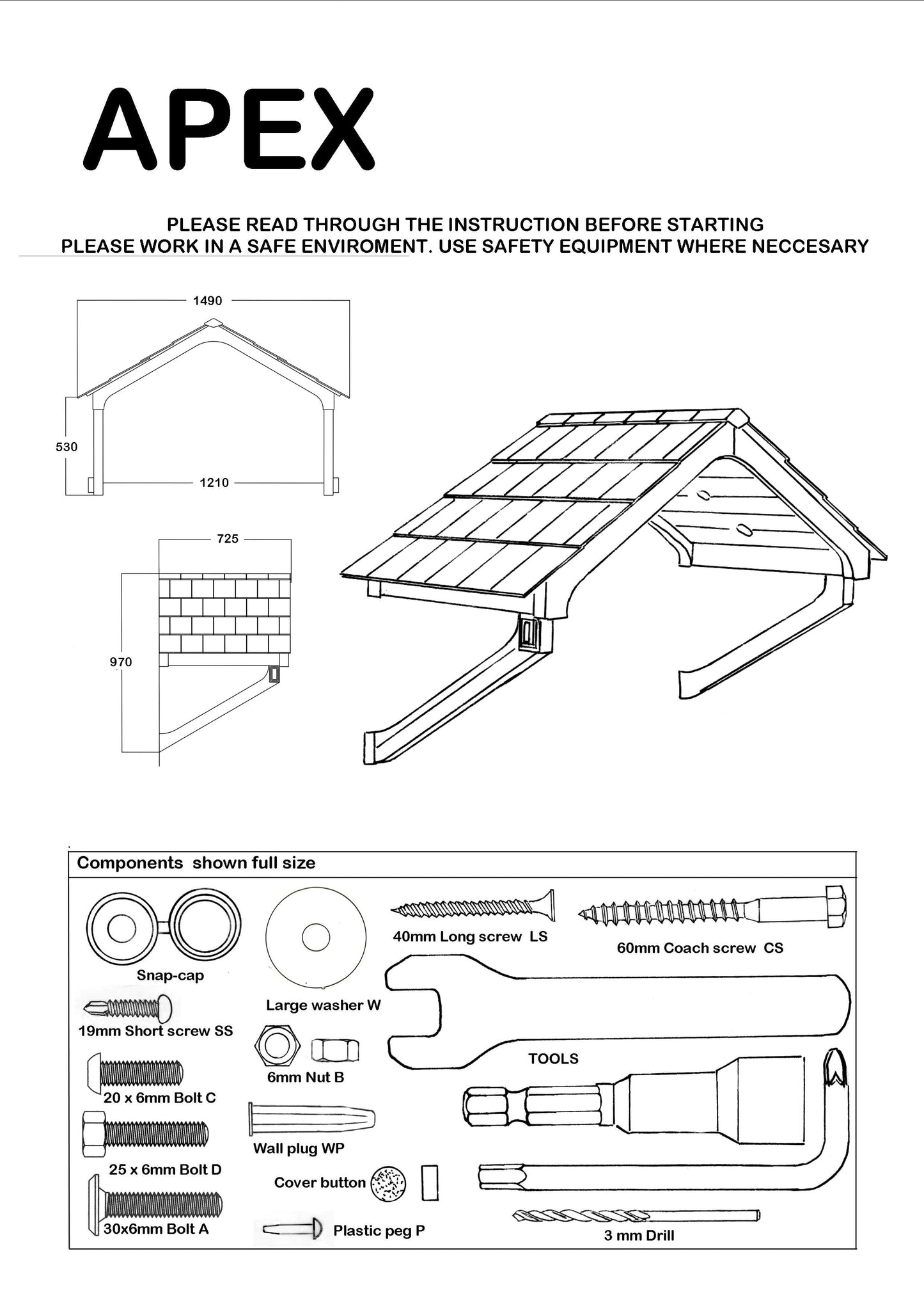 Apex Door Canopy 149cm - Flat Pack Porch Canopy