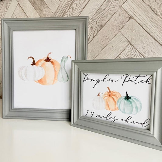 Watercolour Pumpkin Trio Set New Autumn Seasonal Wall Home Decor Print