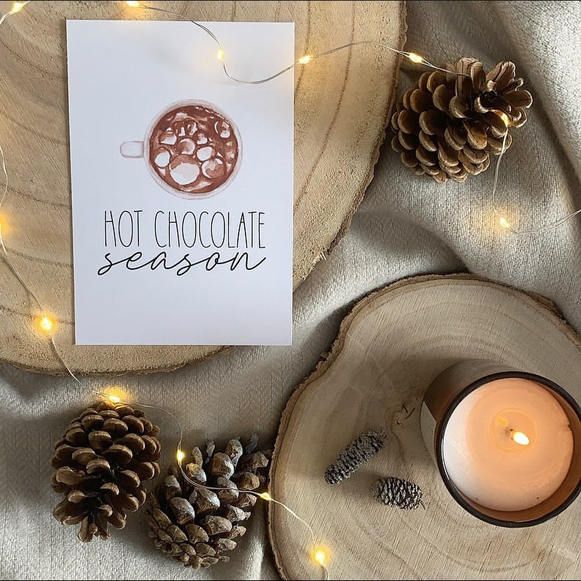 Hot Chocolate Season New Autumn Seasonal Wall Home Decor Print