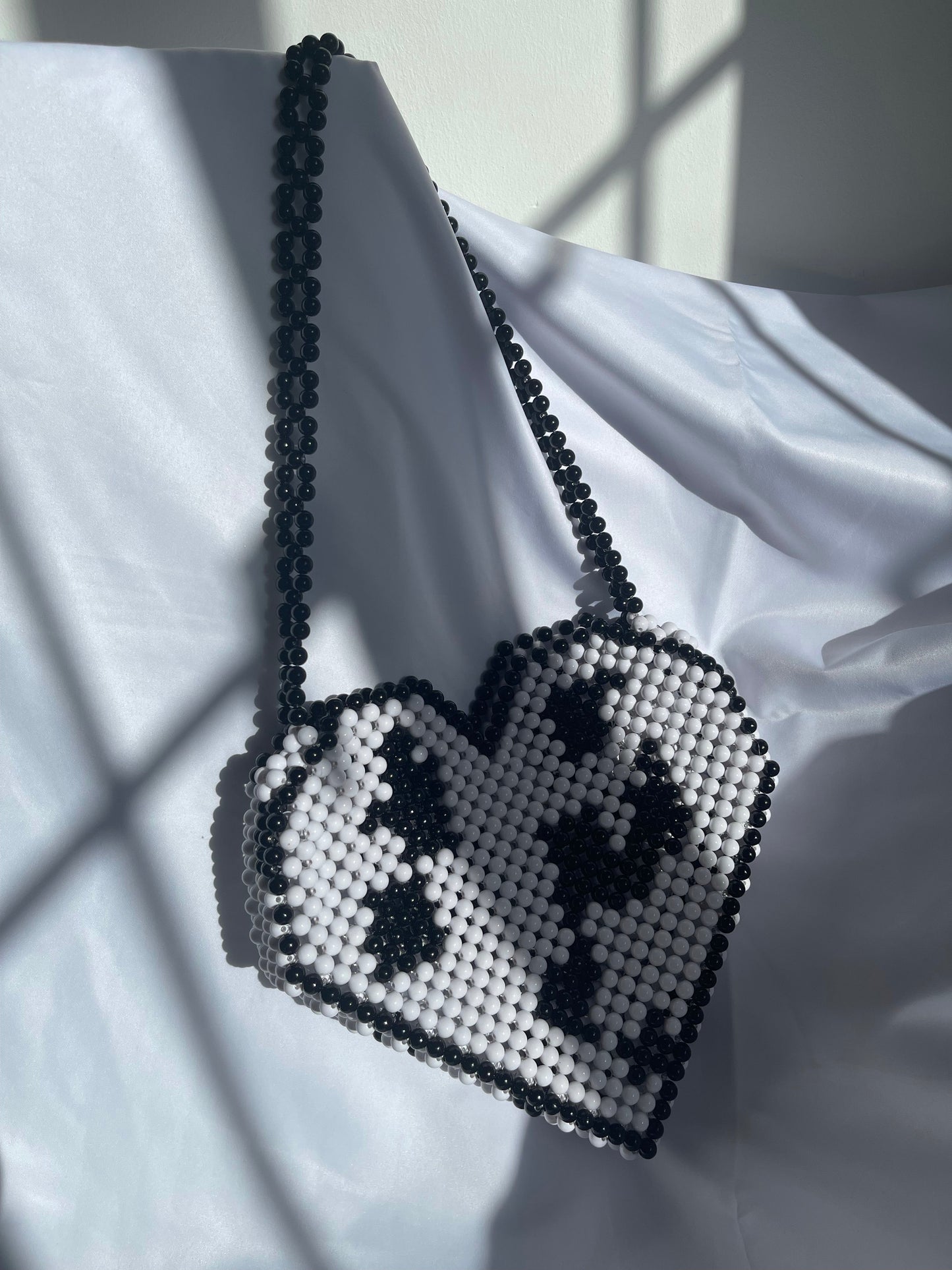 Cow Print Heart Bead Bag