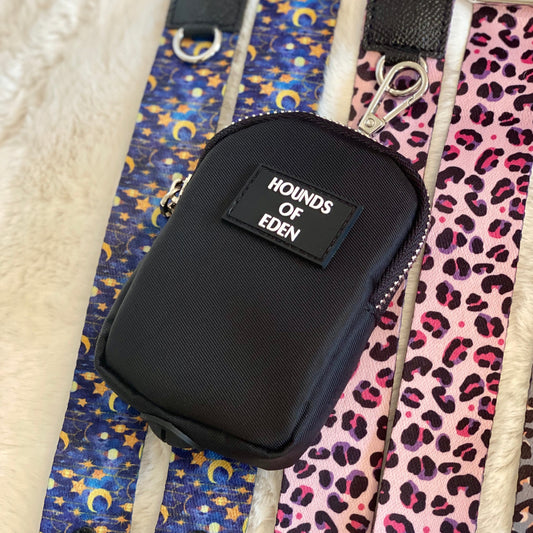 Clip on Dog Treat & Poop bag Pouch - Black - Silver Hardware