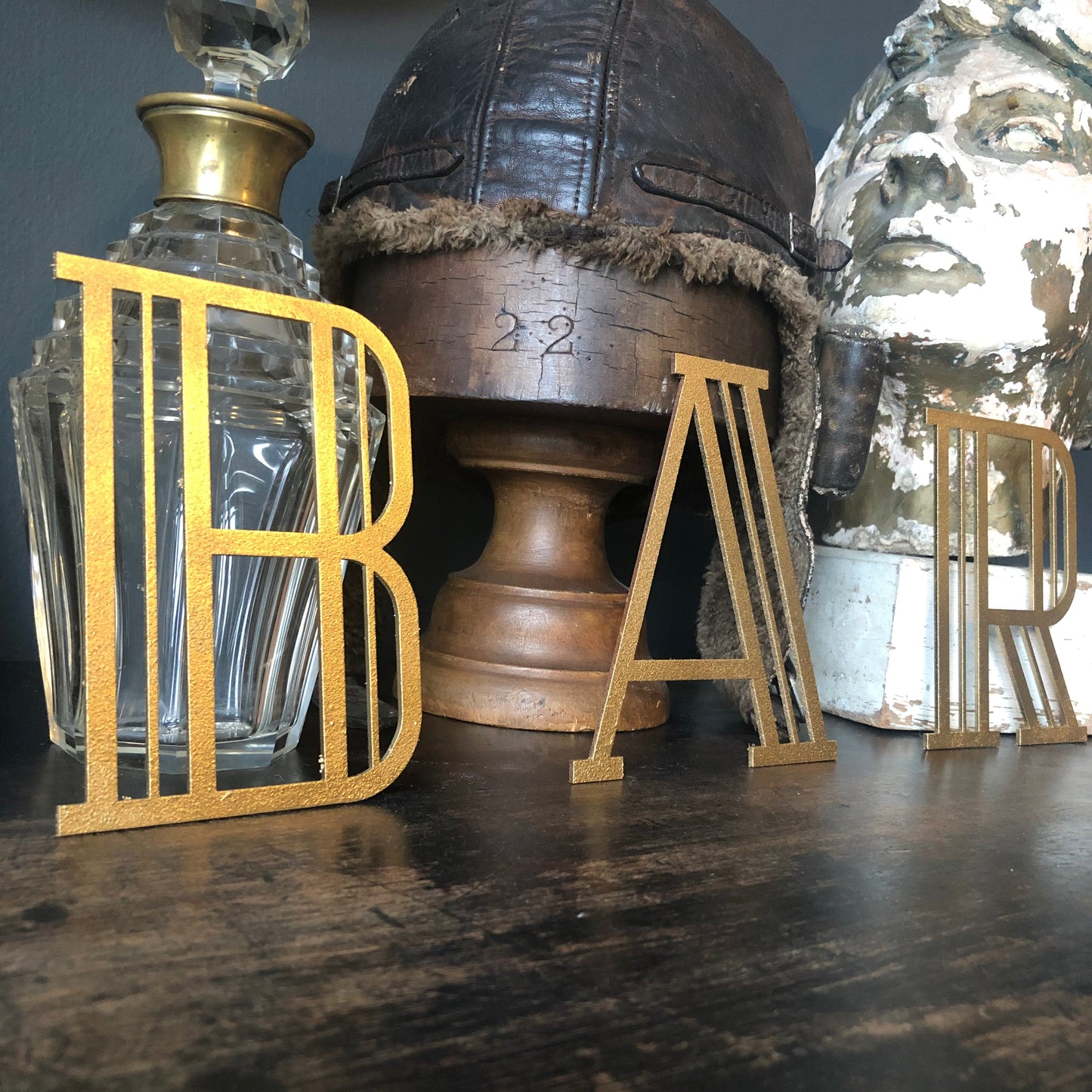 Gold Distressed 5" or 12" Art Deco Lettering A-Z 0-9