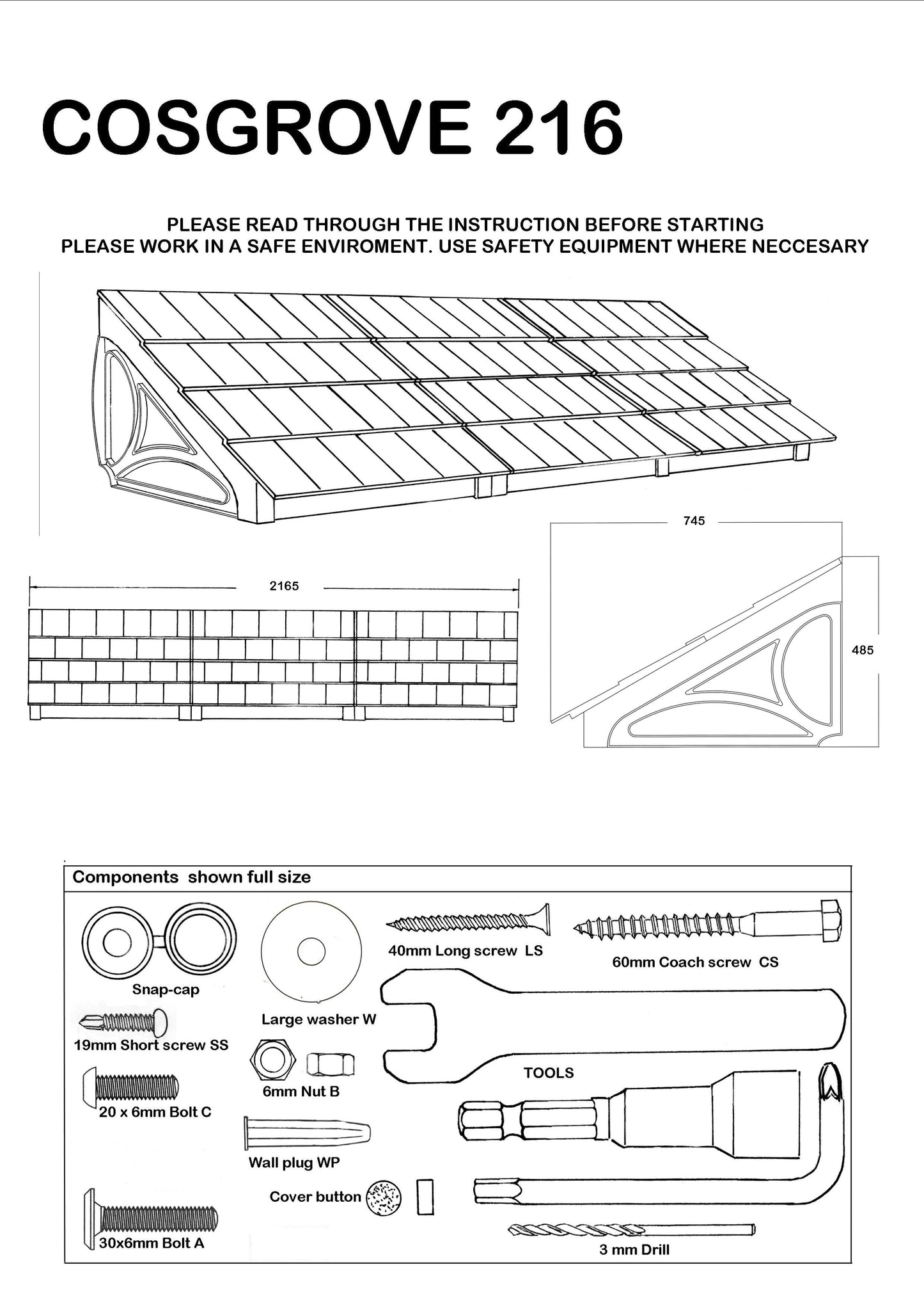Cosgrove Lean-To Door Canopy - Flat Pack Porch Canopy